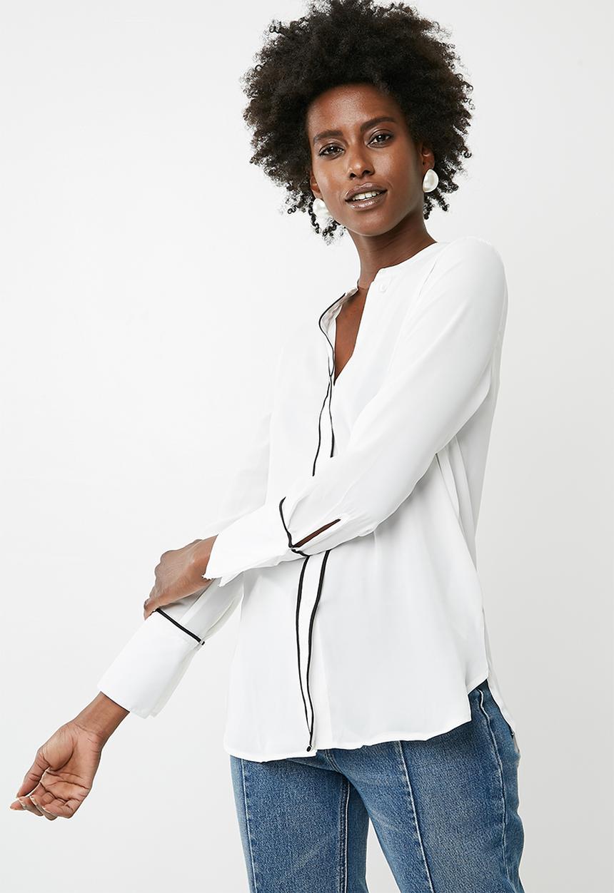 Vero Moda - Dark piping long sleeve shirt - white 