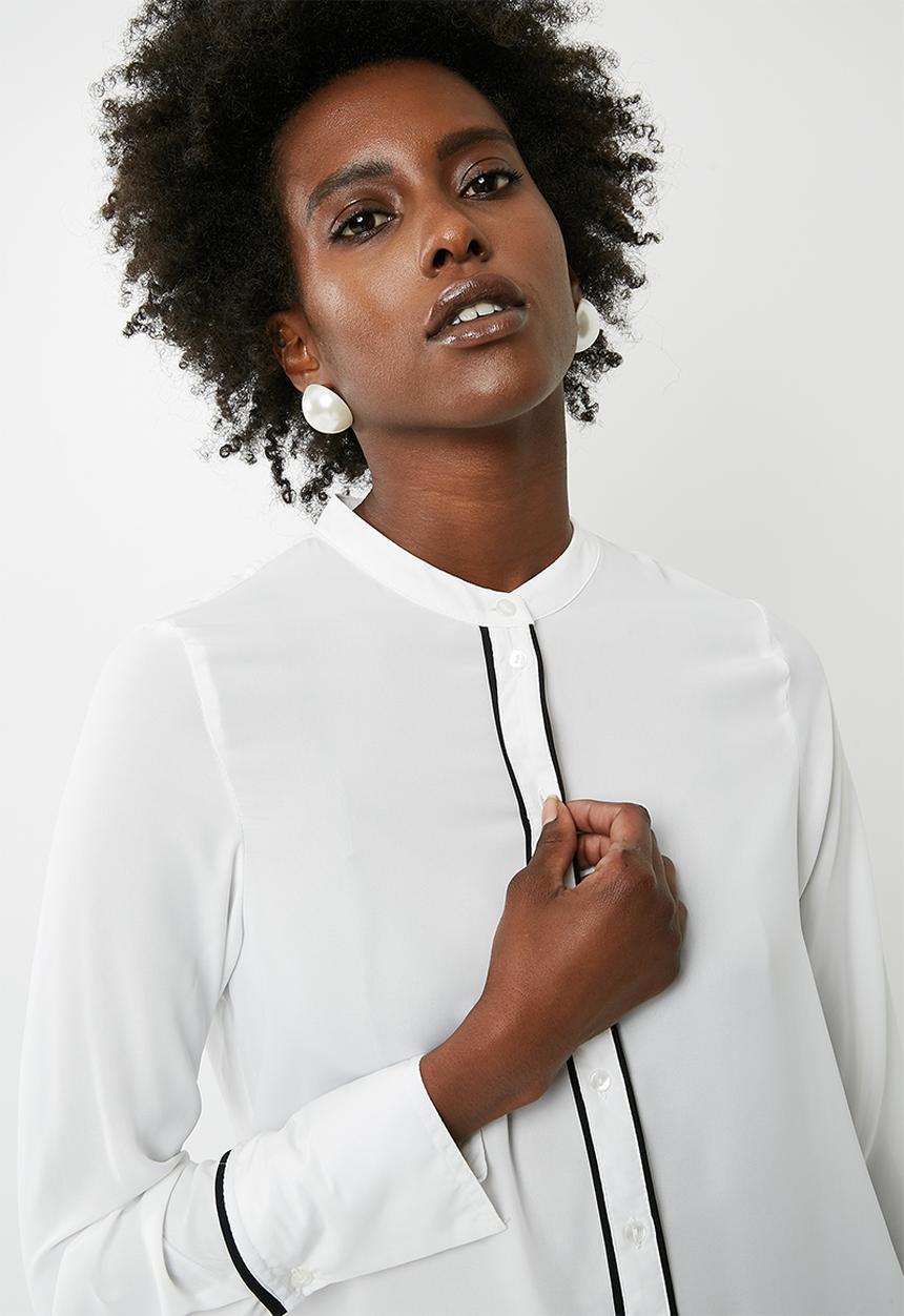Vero Moda - Dark piping long sleeve shirt - white 