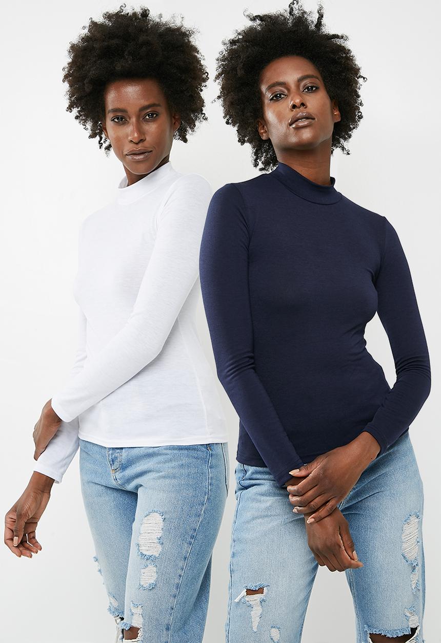 dailyfriday - Turtleneck tops 2 pack - navy & white