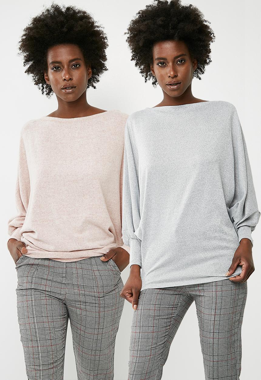 dailyfriday - Dolman top 2 pack - pink & grey