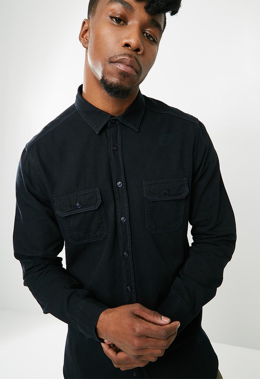 basicthread - Regular ripped denim shirt - black 