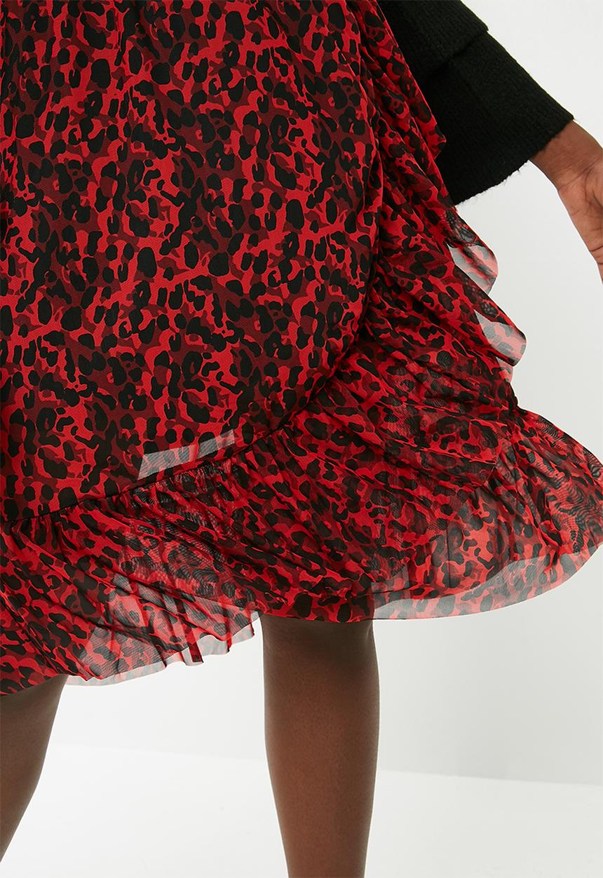 ONLY - Thai frill skirt - red