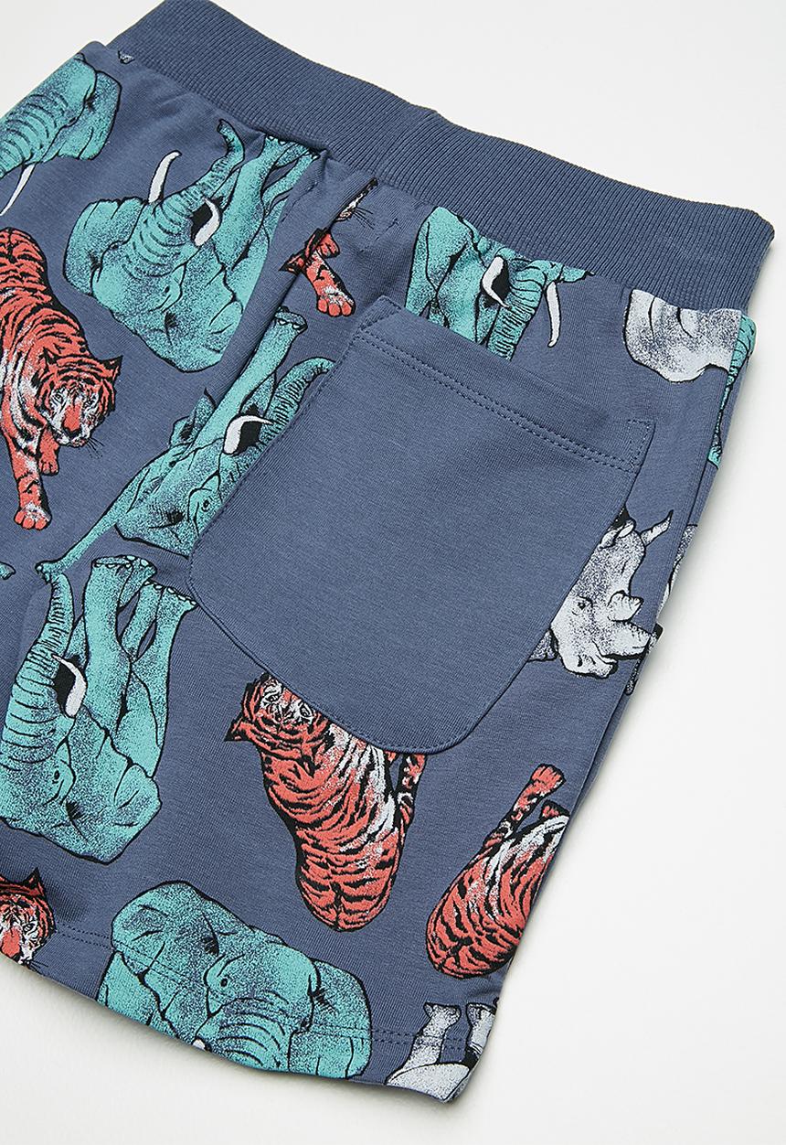 Name It - Animal long sweat shorts - blue 