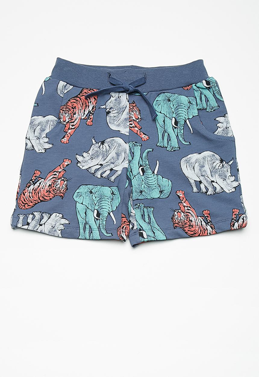 Name It - Animal long sweat shorts - blue 