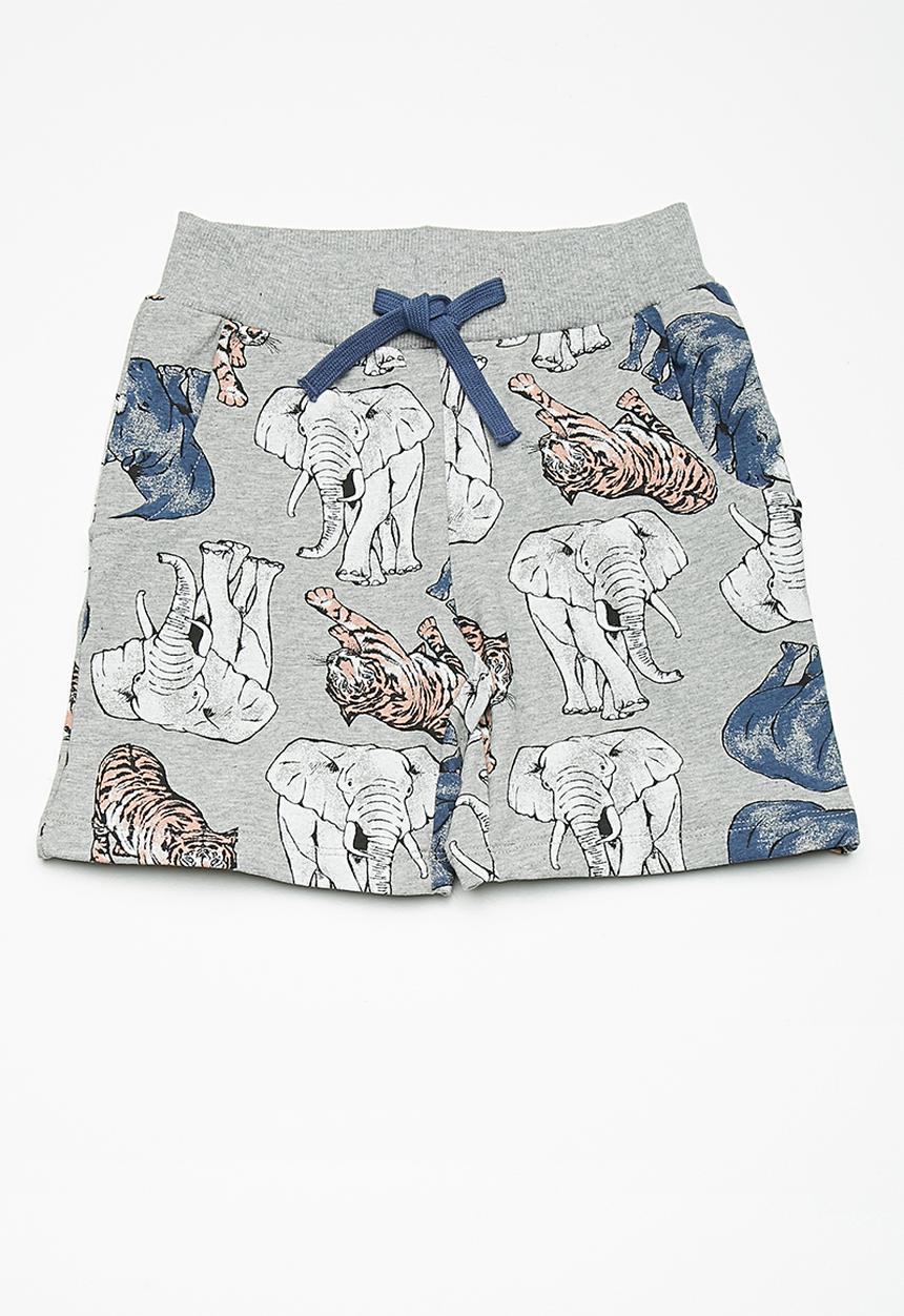 Name It - Animal long sweat shorts - grey 