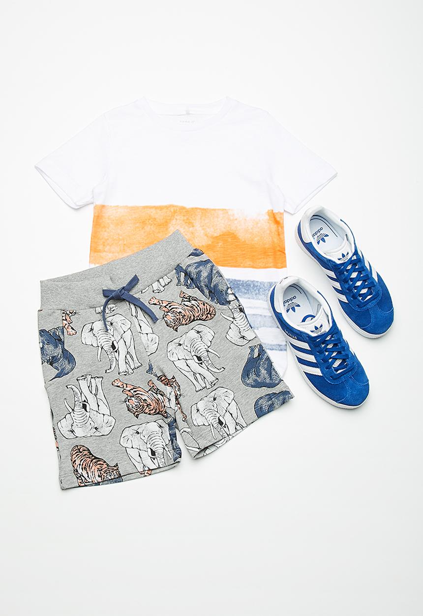 Name It - Animal long sweat shorts - grey 