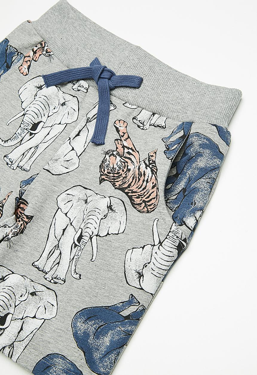 Name It - Animal long sweat shorts - grey 