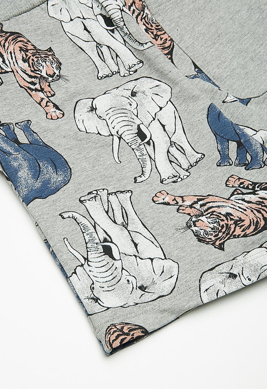 Name It - Animal long sweat shorts - grey 