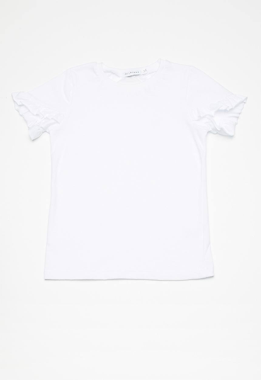 dailyfriday - Kids girls frill sleeve tee - white