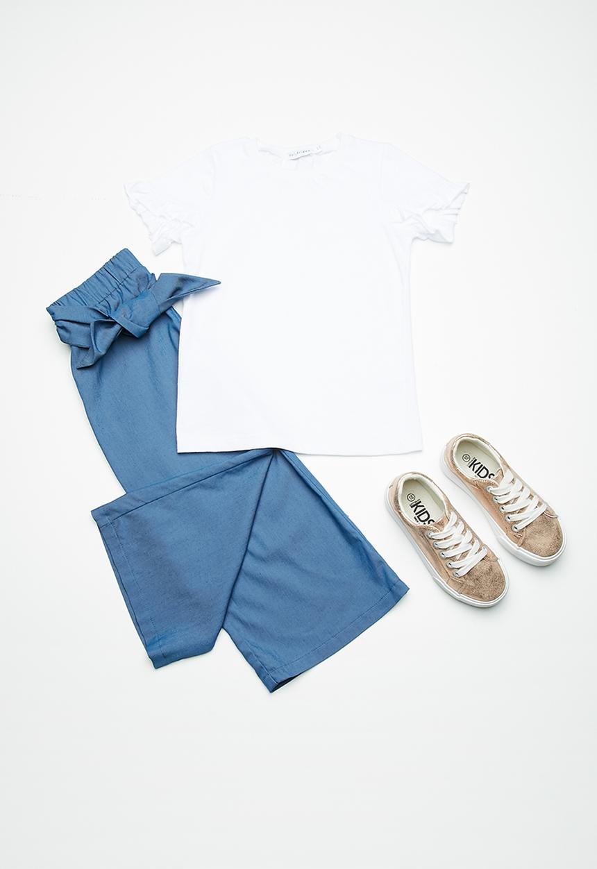 dailyfriday - Kids girls frill sleeve tee - white