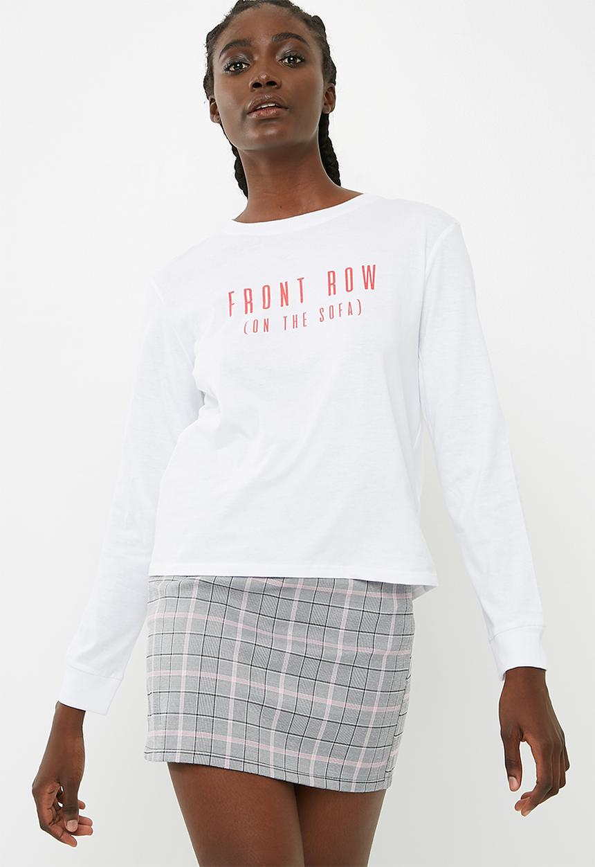 Cotton On - Tbar Tammy chopped graphic long sleeve tee - white