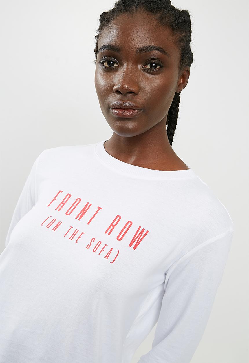 Cotton On - Tbar Tammy chopped graphic long sleeve tee - white