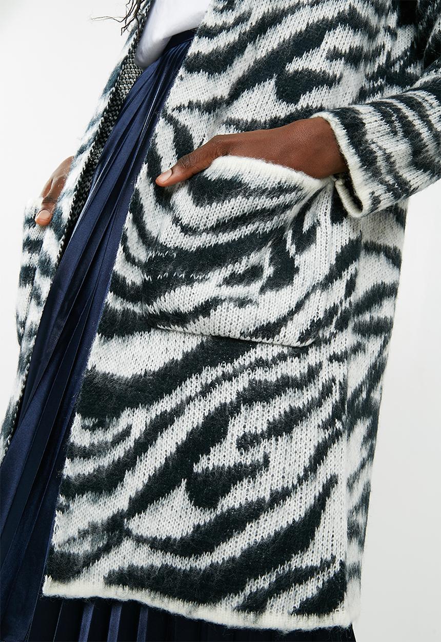 Vero Moda - Zanzana longsleeve open coatigan - black & white
