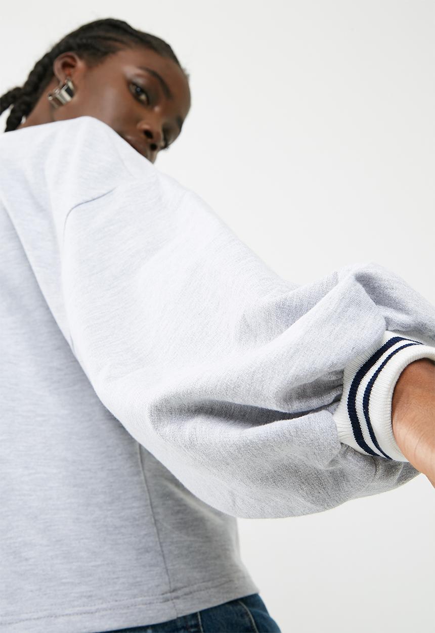 dailyfriday - Balloon sleeve top with rib cuff - grey  