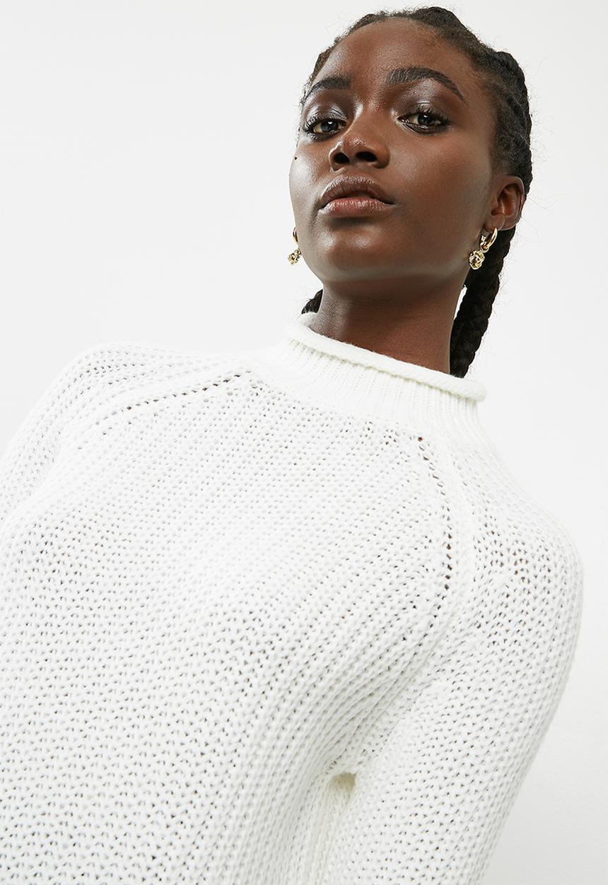 ONLY - Long sleeve highneck pullover knit - white 