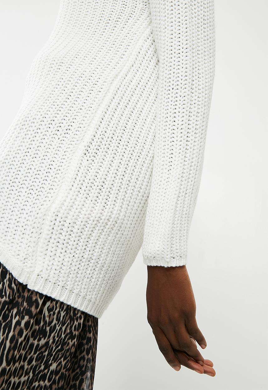 ONLY - Long sleeve highneck pullover knit - white 