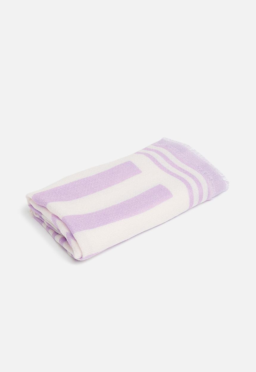 ONLY - Rebecca weaved print scarf - purple & white