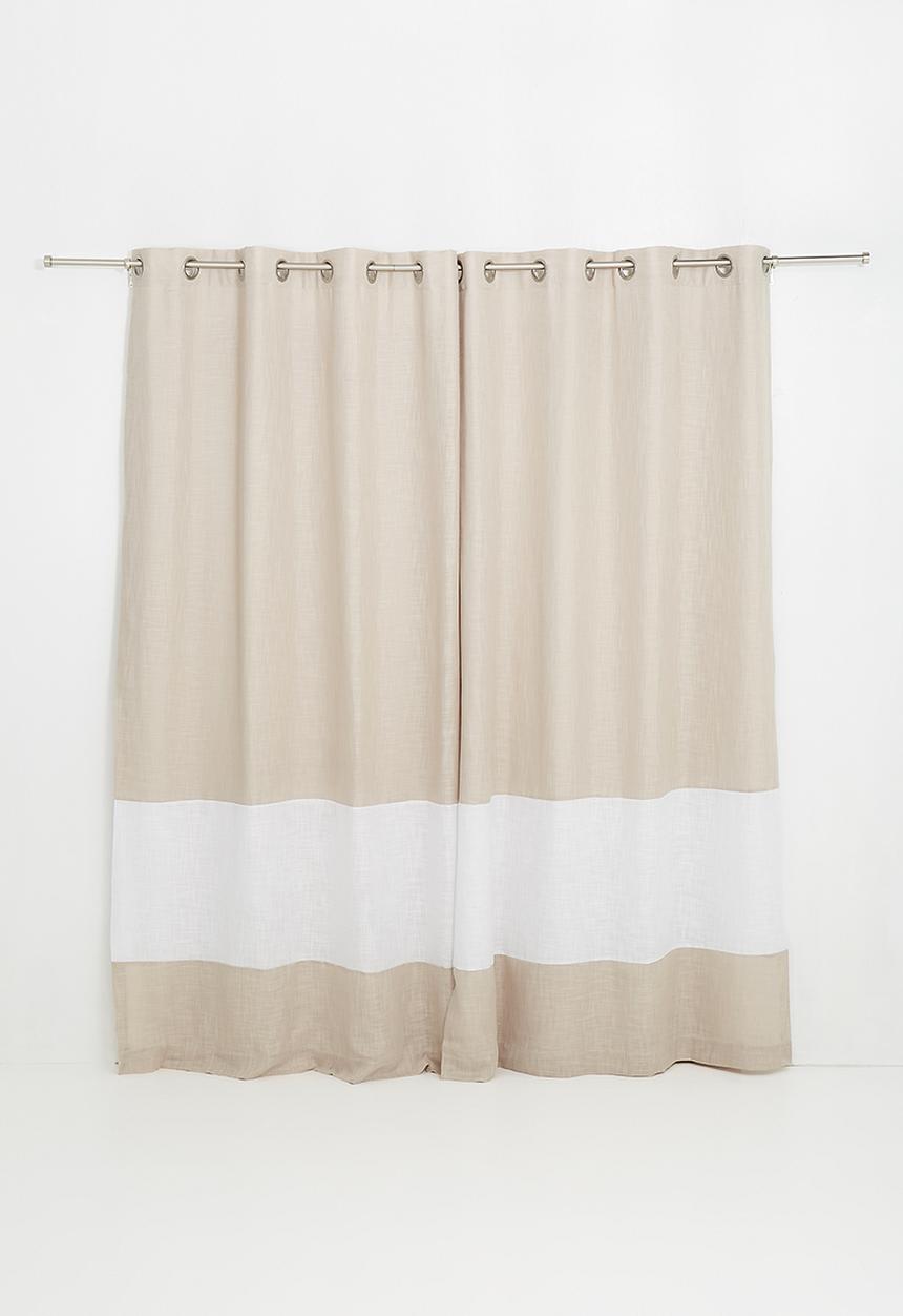Sixth Floor - Two tone eyelet curtain - natural & white