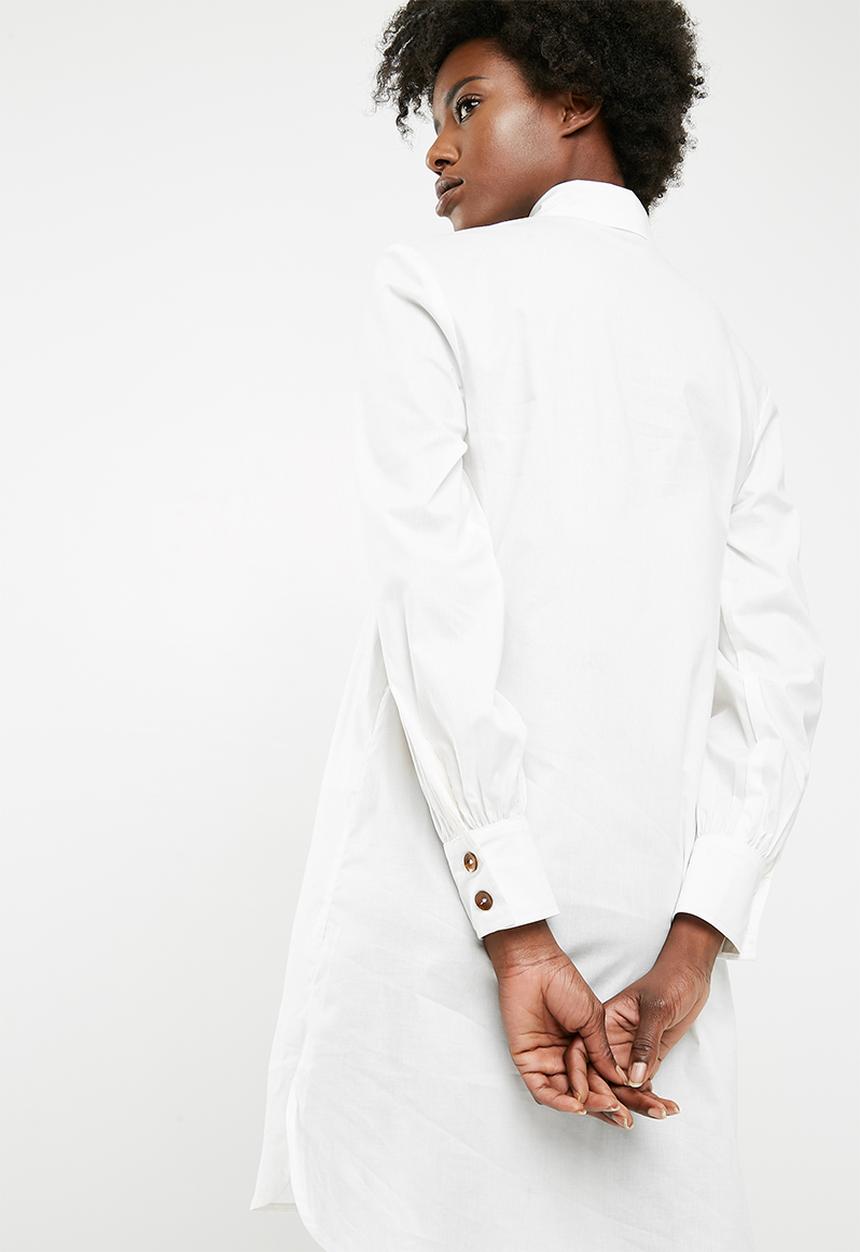 dailyfriday - Short poplin shirt dress - white