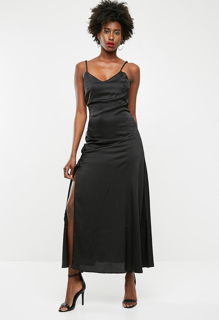 dailyfriday - Maxi lace up slip dress - black