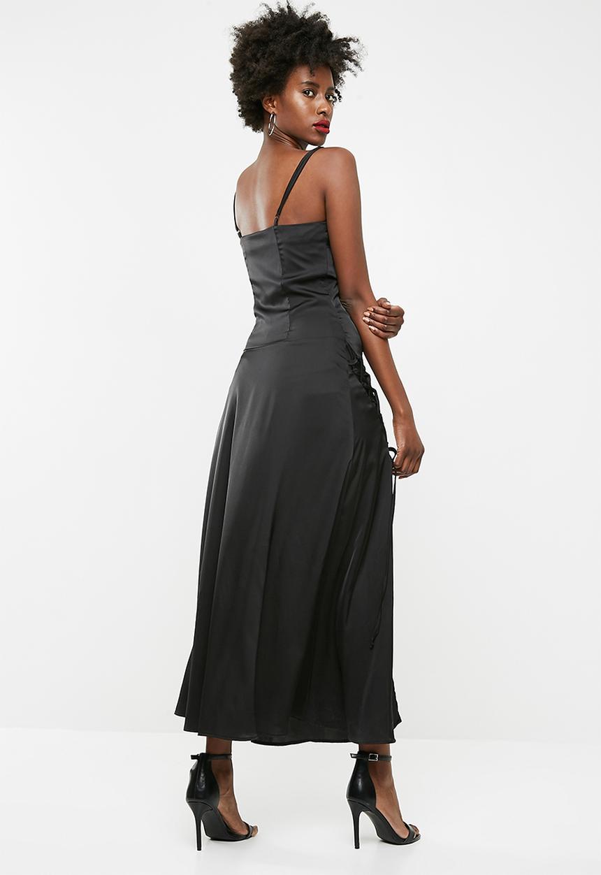 dailyfriday - Maxi lace up slip dress - black