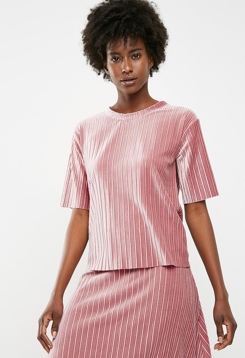 Jacqueline de Yong - Nina short sleeve pleated top - pink 