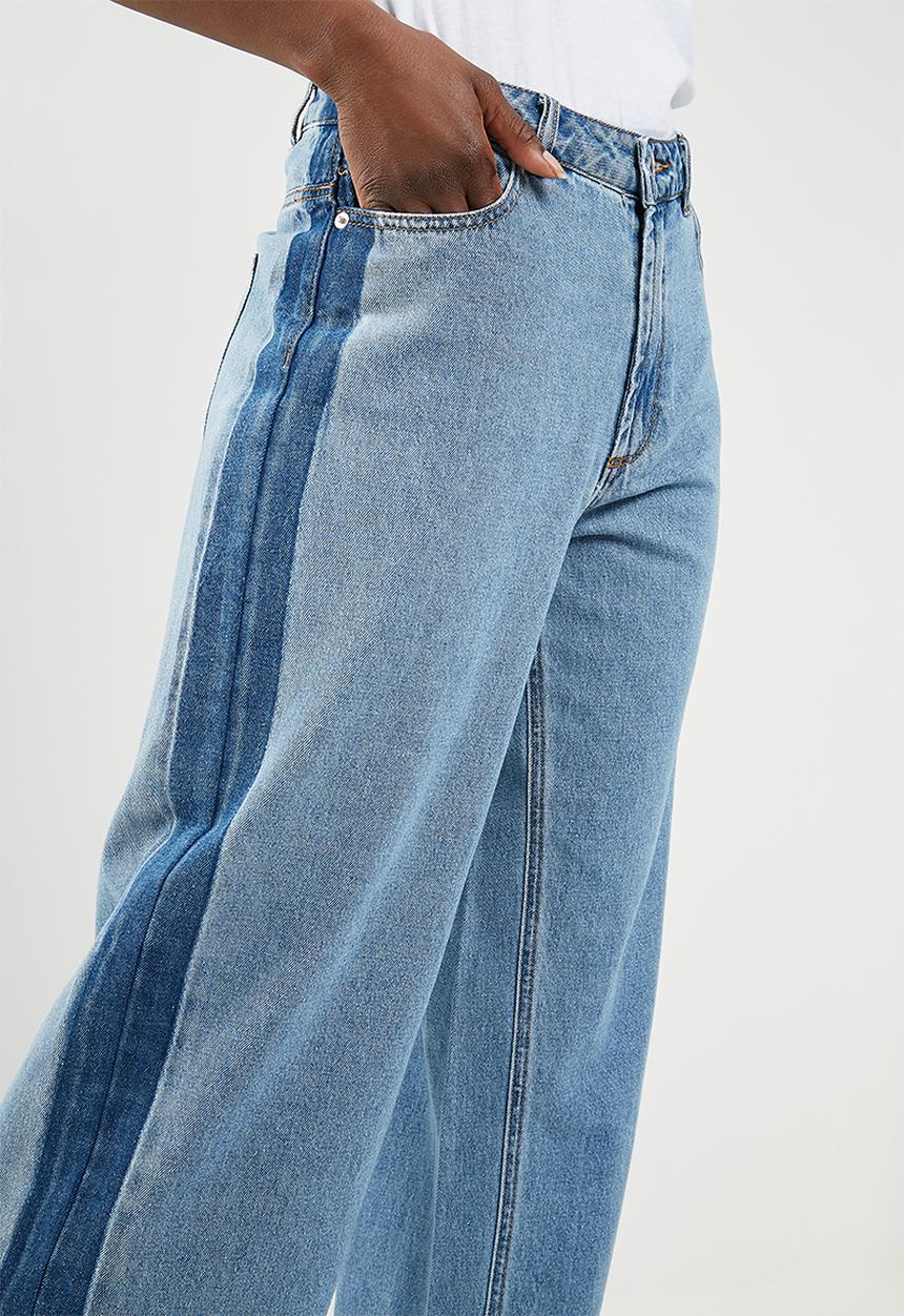 Jacqueline de Yong - Celia high waisted panel cropped jeans - blue 