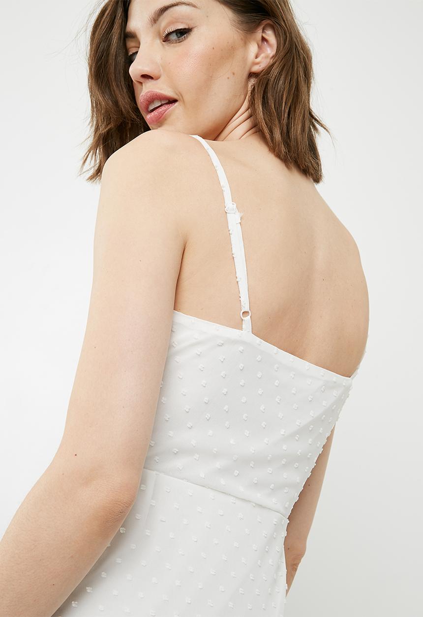 Missguided - Dobby button down maxi dress - white