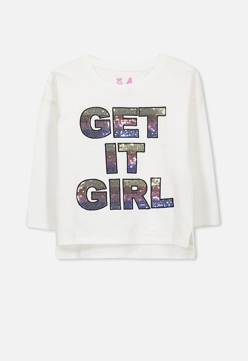 Cotton On - Kids Anna drop shoulder split hem - white