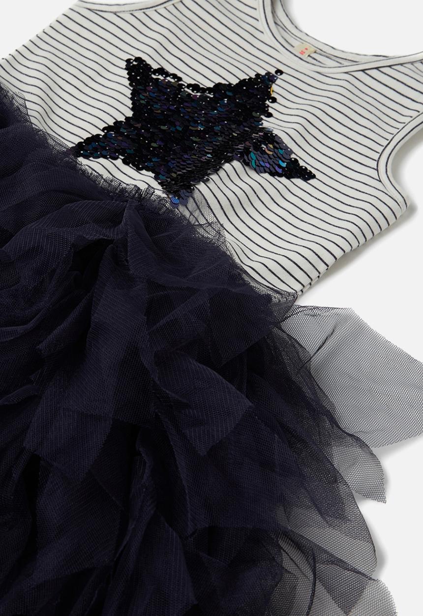 Cotton On - Kids iris tulle dress - grey & black 