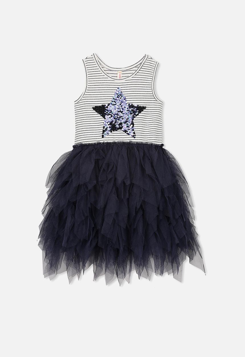 Cotton On - Kids iris tulle dress - grey & black 