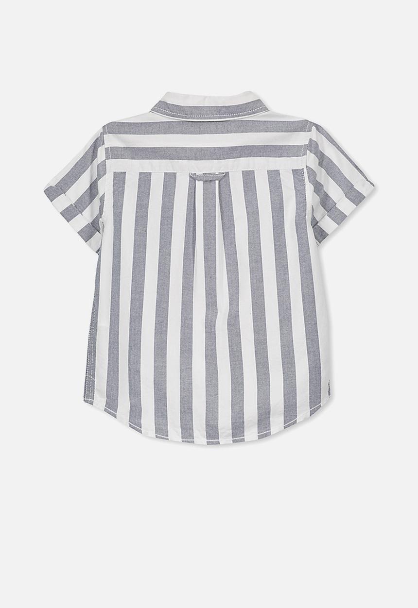 Cotton On - Kids Jackson short sleeve shirt - grey & white