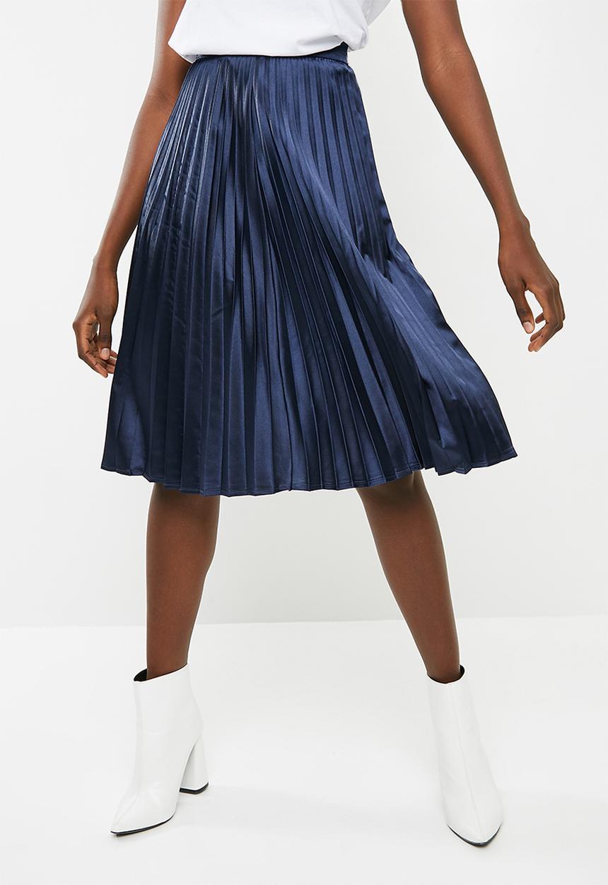 ONLY - Satin plisse skirt - navy