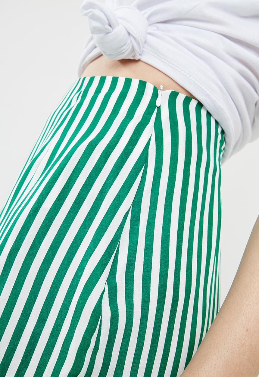Missguided - Striped frill detail mini skirt - green & white