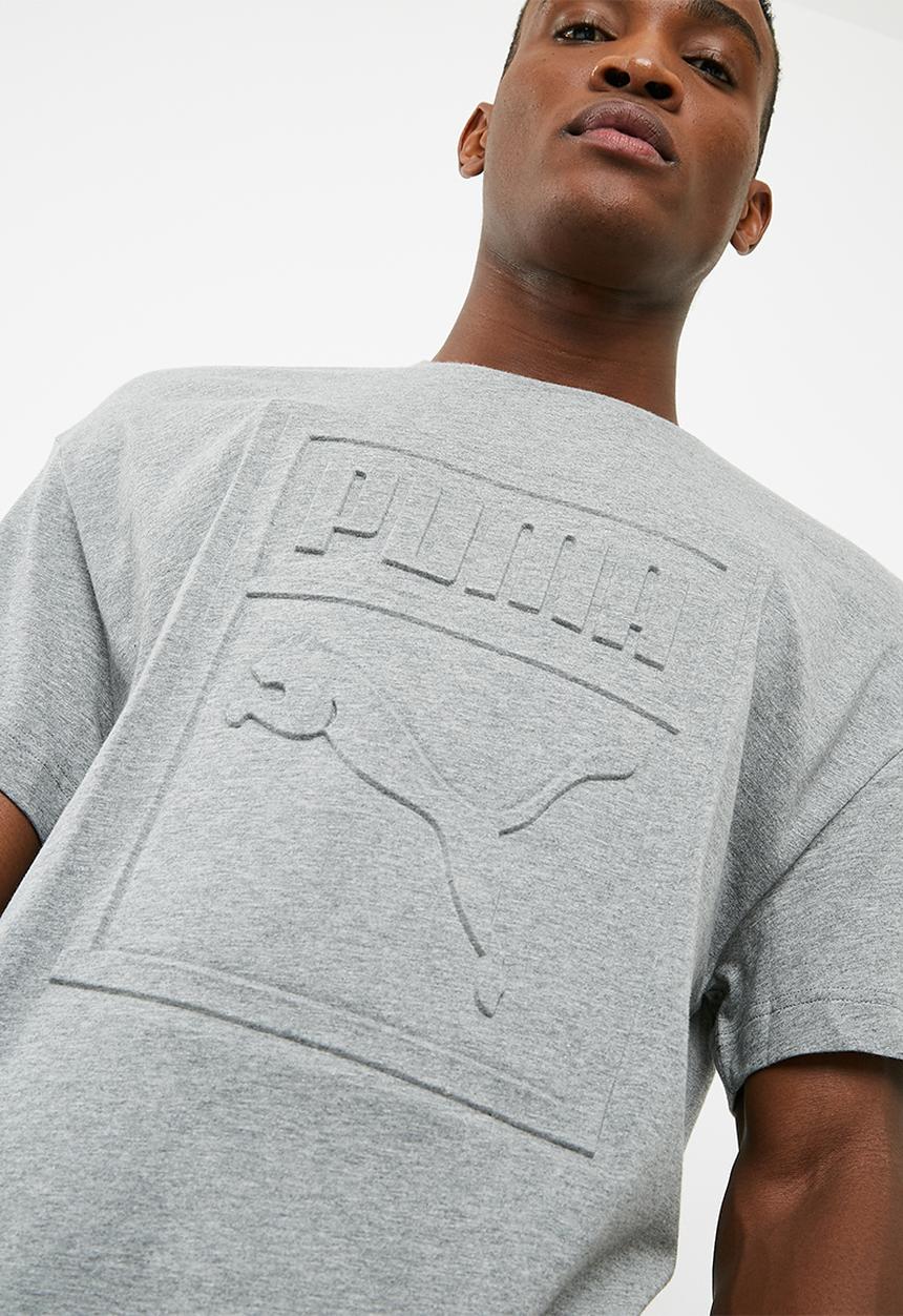 PUMA - Archive embossed print tee - grey