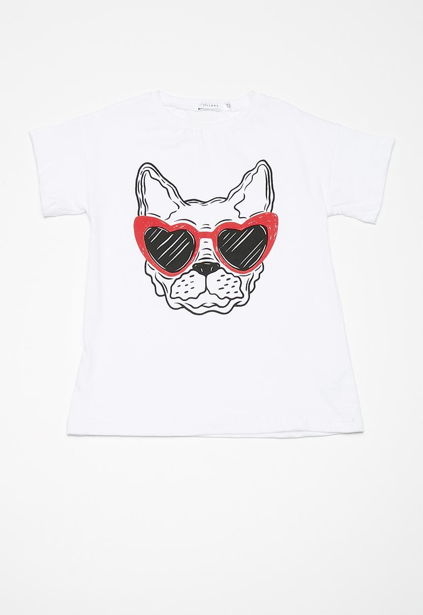 dailyfriday - Kids girls printed swing tee - white 