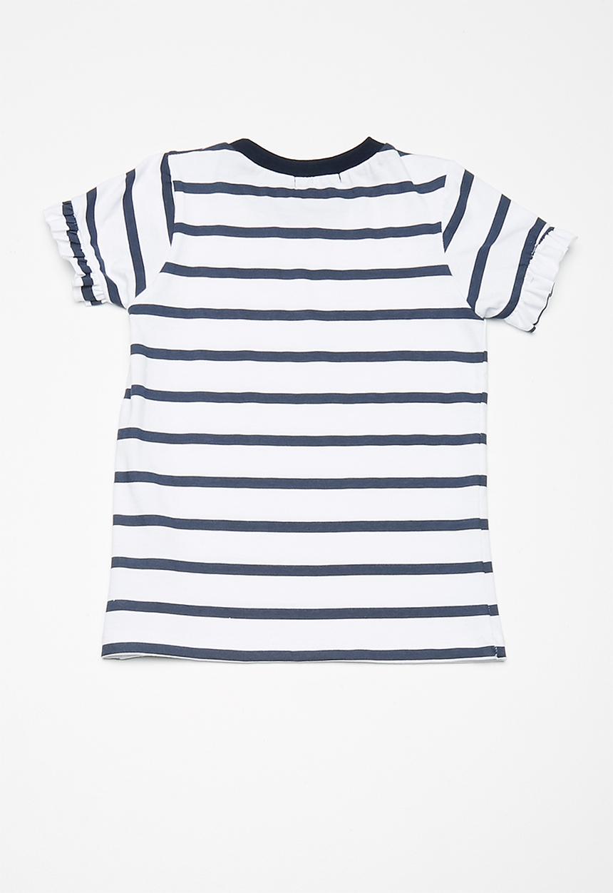 dailyfriday - Kids girls frill sleeve tee - blue & white 