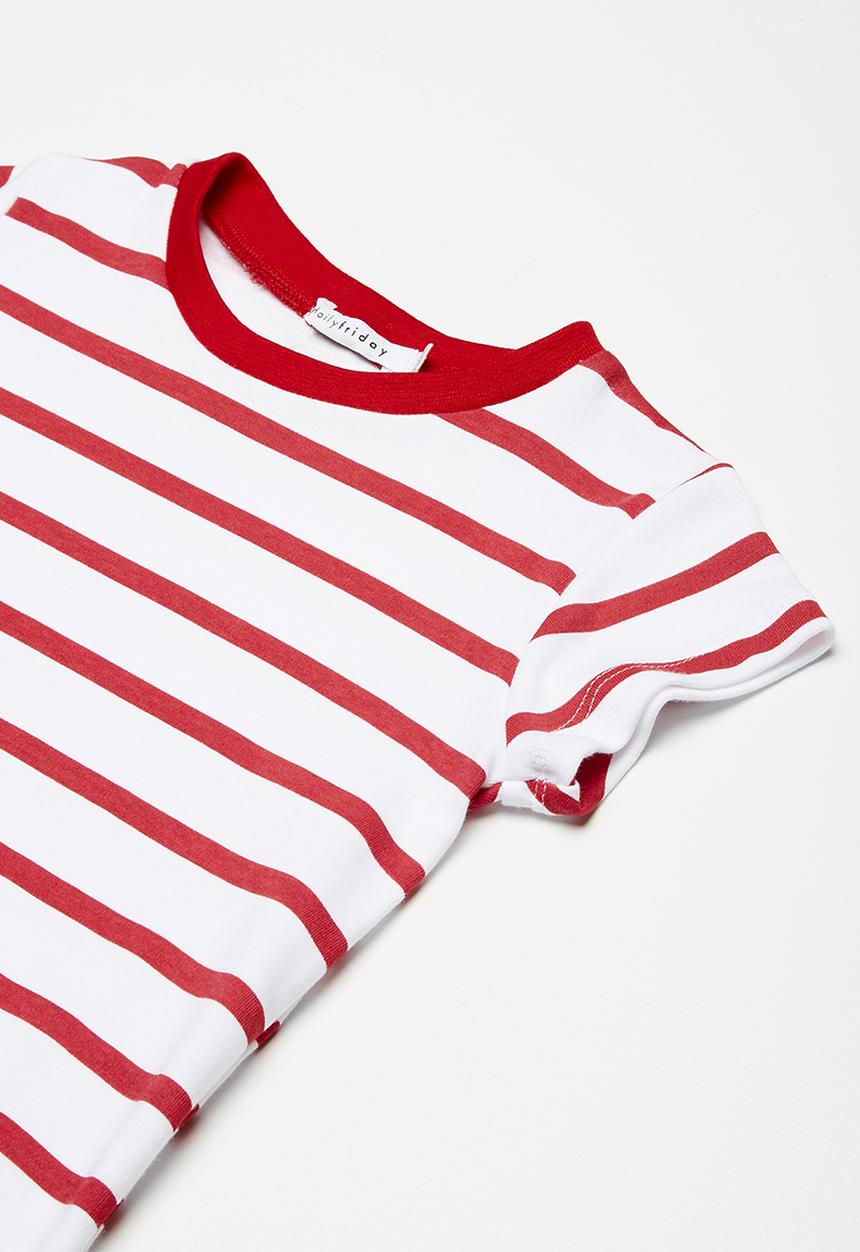 dailyfriday - Kids girls striped shift dress - red & white 
