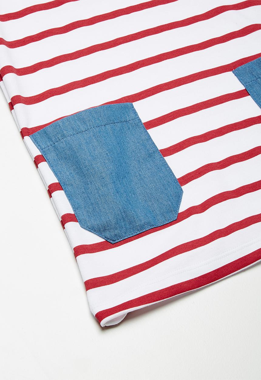 dailyfriday - Kids girls striped shift dress - red & white 