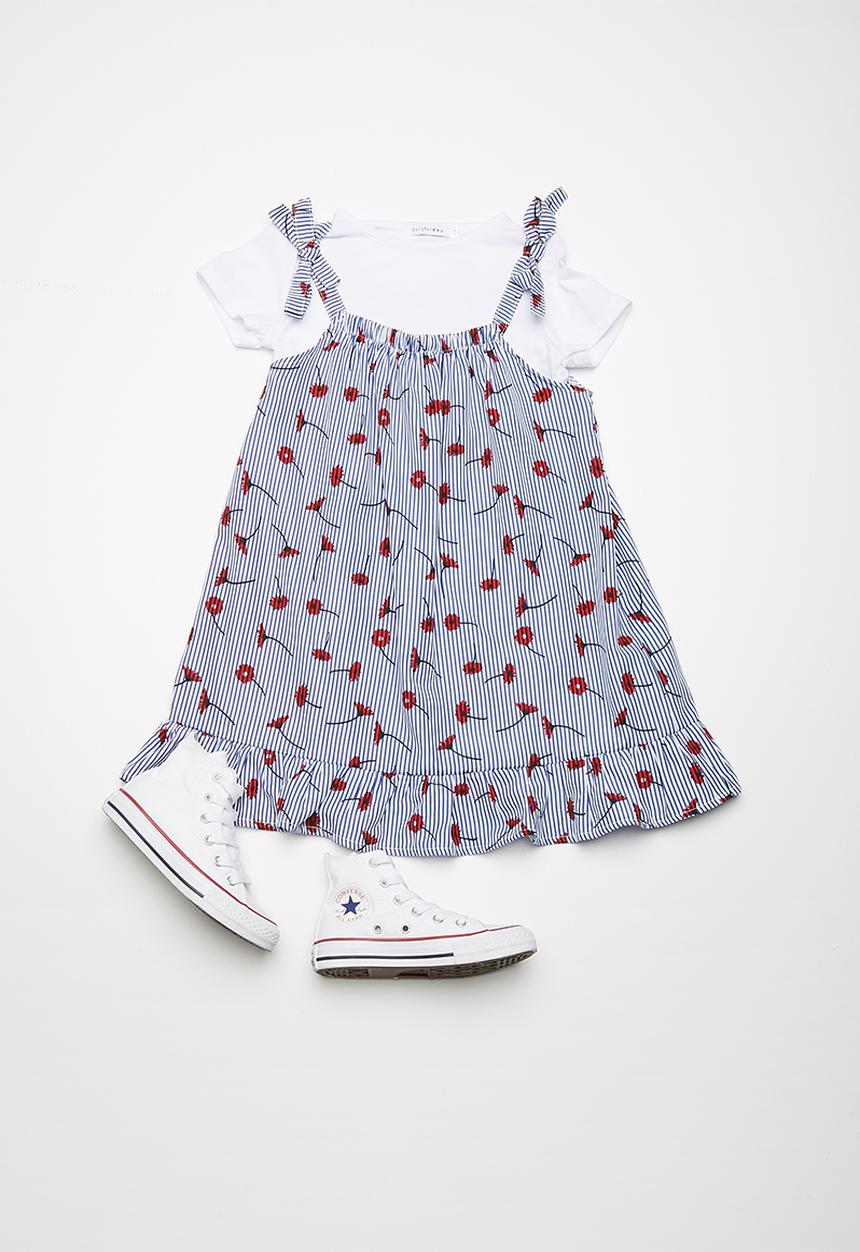dailyfriday - Striped dress with white tee - multi
