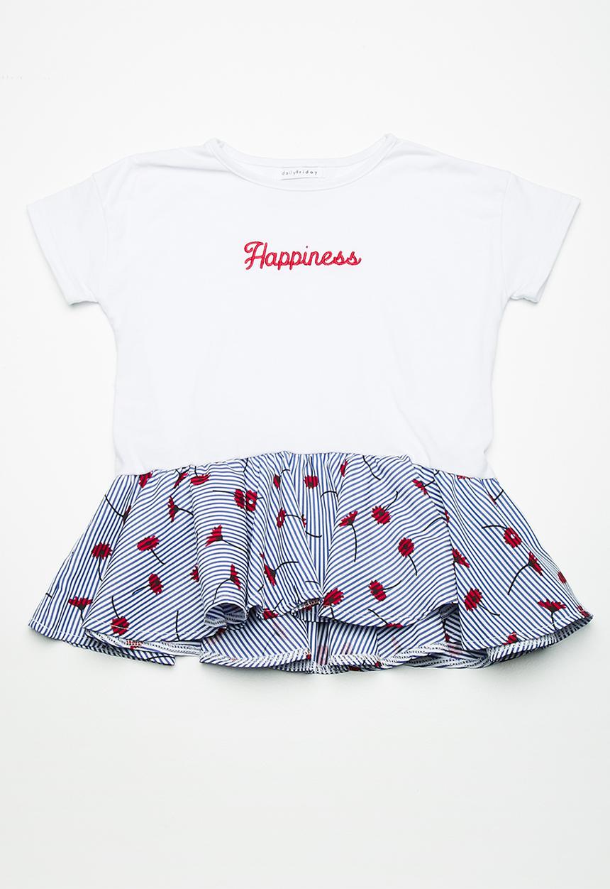 dailyfriday - Peplum tee - white & blue 