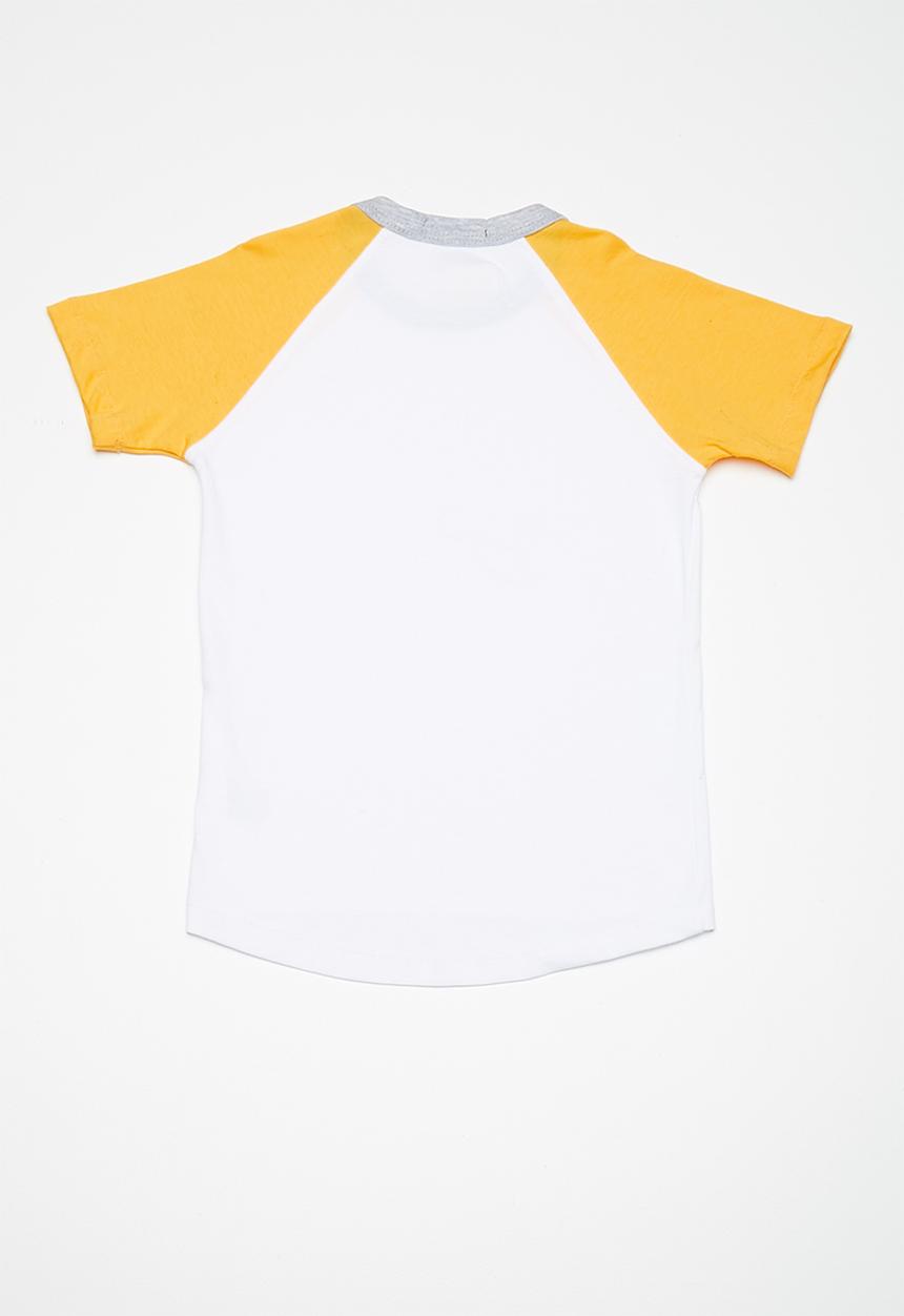 basicthread - Kids boys printed raglan tee - white & yellow 