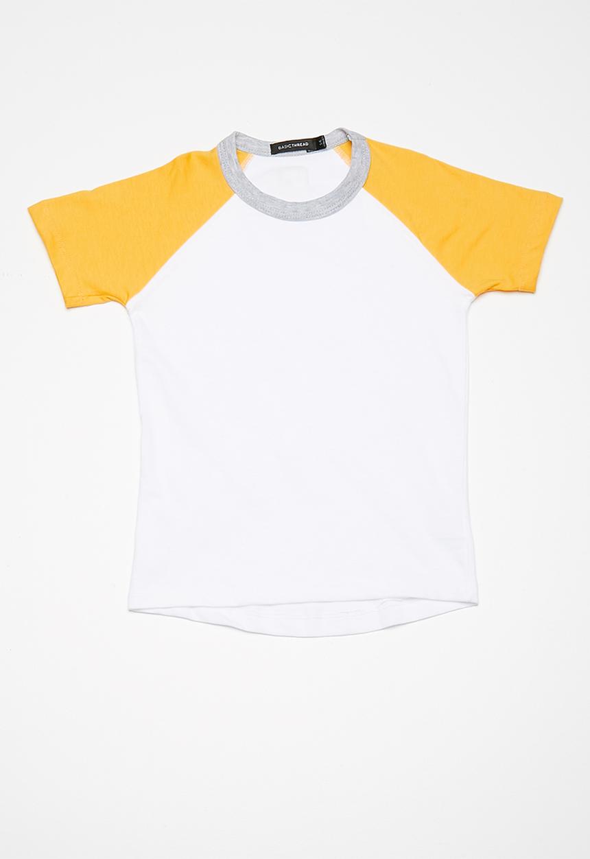 basicthread - Kids boys printed raglan tee - white & yellow 
