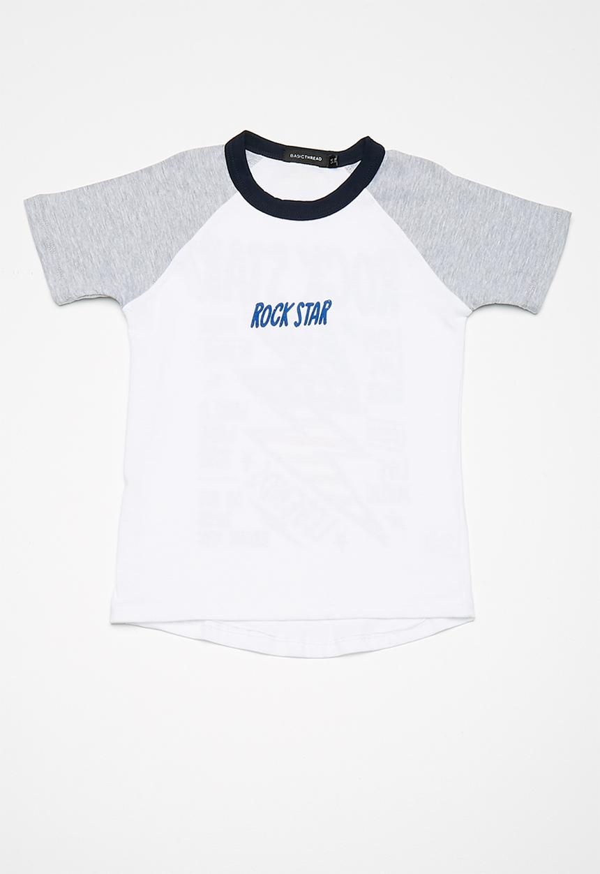 basicthread - Kids boys printed raglan tee - white 