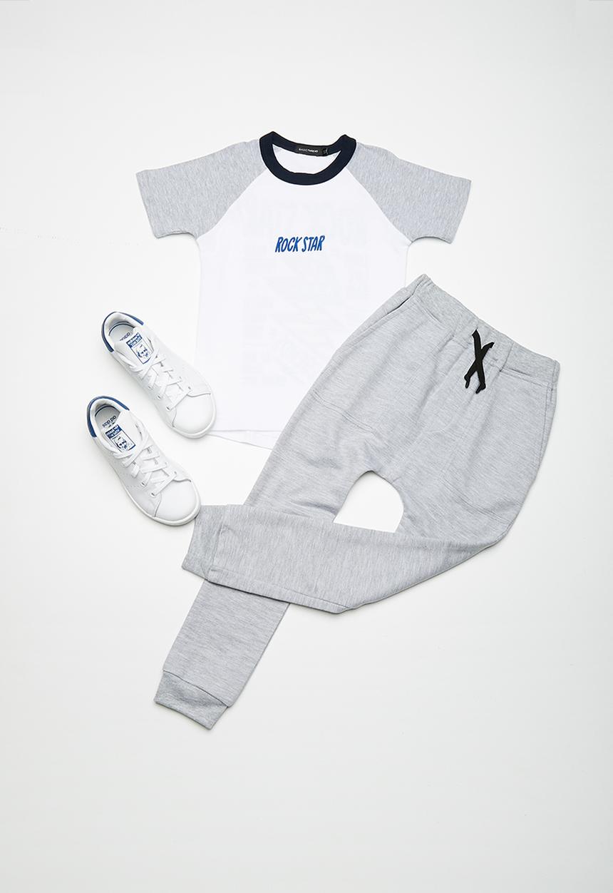 basicthread - Kids boys printed raglan tee - white 