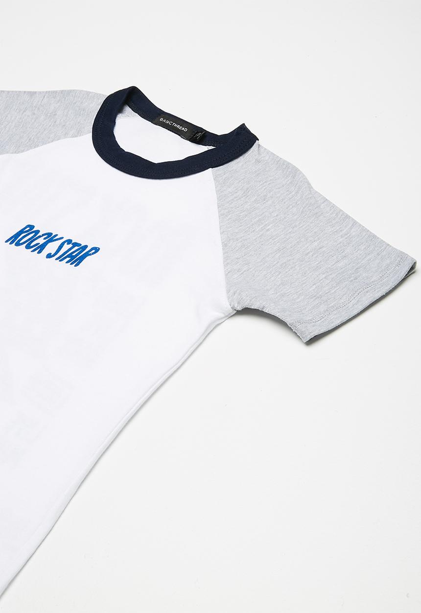 basicthread - Kids boys printed raglan tee - white 