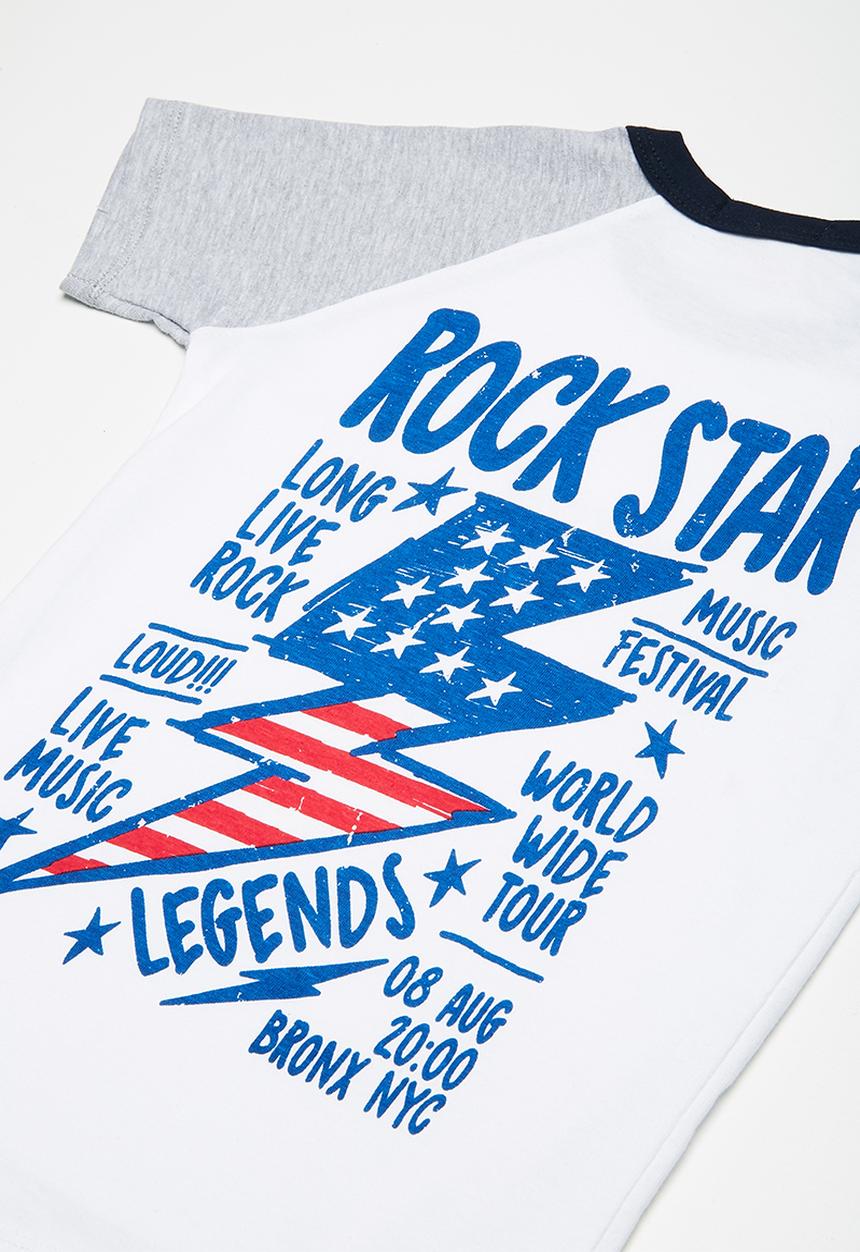 basicthread - Kids boys printed raglan tee - white 
