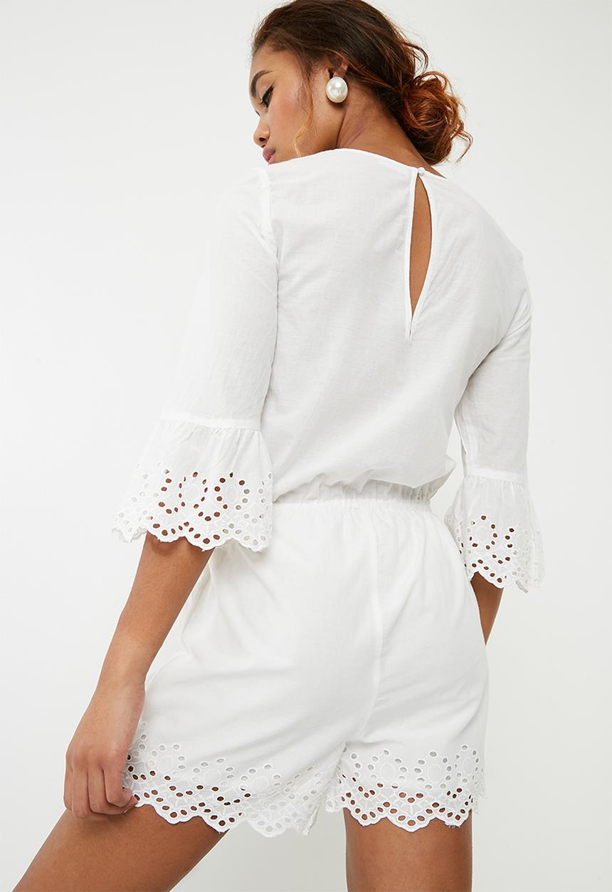 Noisy May - Vanja 3/4 playsuit - white
