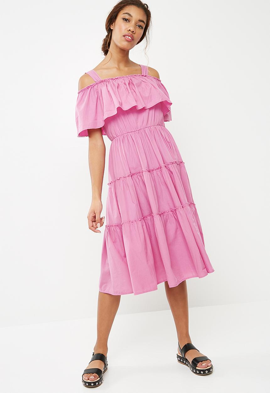 Vero Moda - Loka cold shoulder midi dress - purple 
