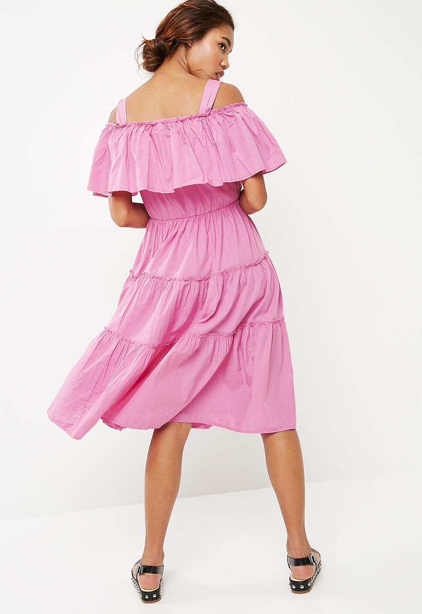 Vero Moda - Loka cold shoulder midi dress - purple 